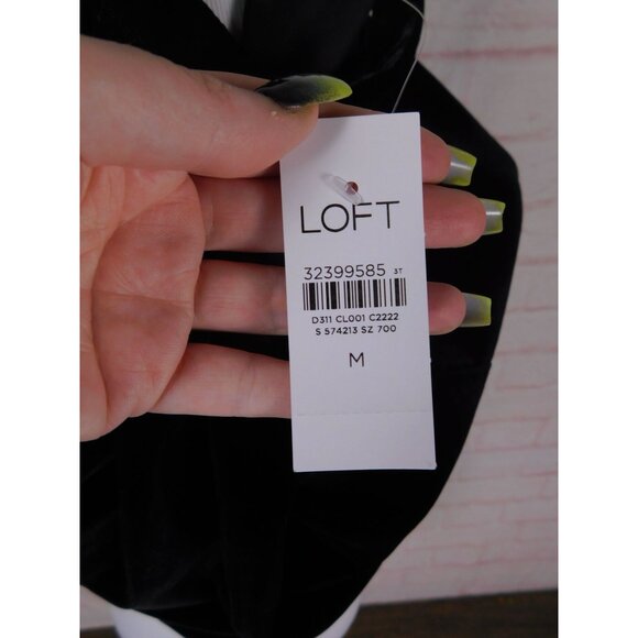 LOFT Black Velvet Halter Top M Sleeveless High Neck Blouse NWT Holiday - Picture 11 of 13